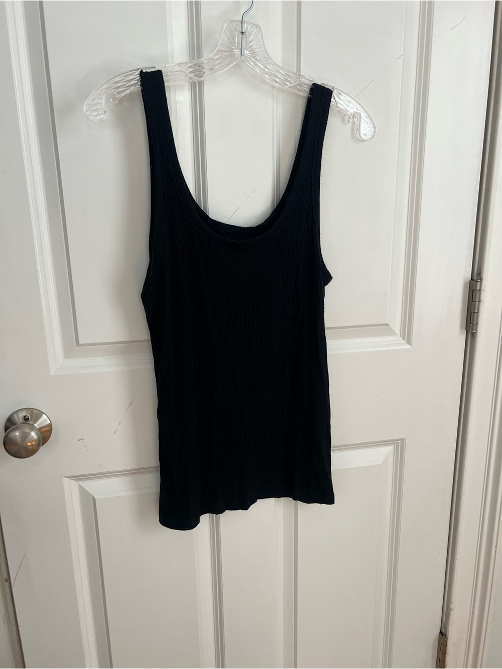 aerie Black Ribbed Scoop Tank Top